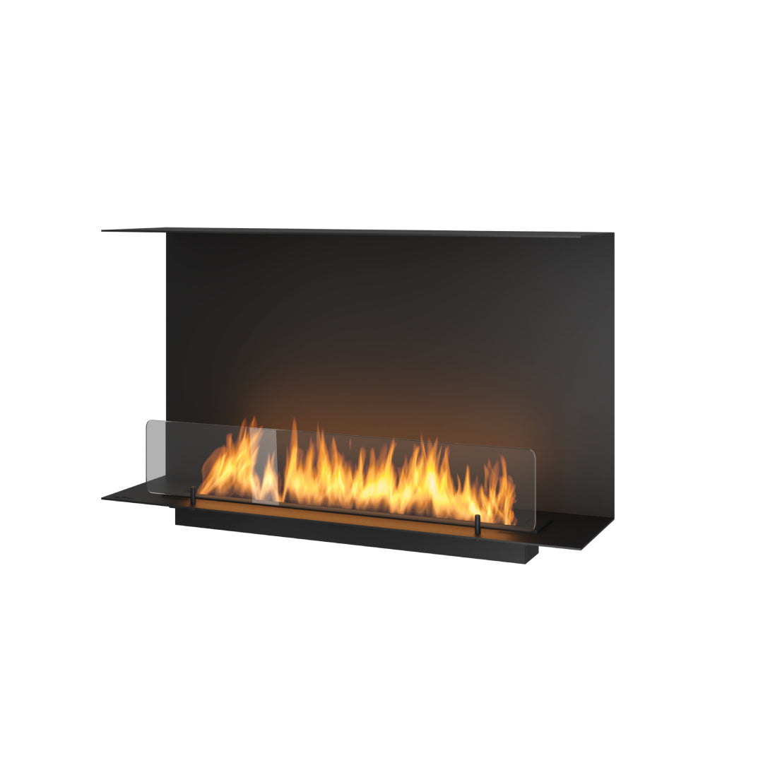 Bioethanol Einbaukamin dreiseitig C800V1 Raumteiler schwarz Glas Flammen Ethanolkamin Inside