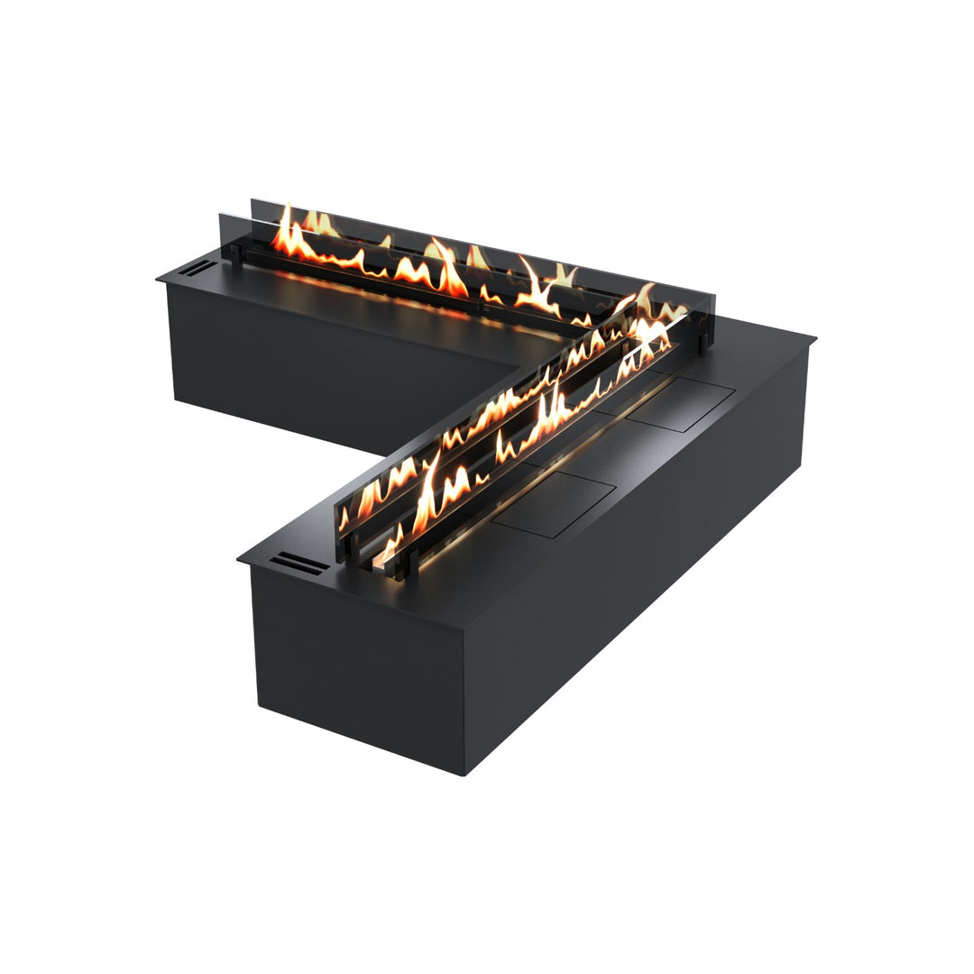 Bioethanol Einbau Brenner mit Ecke mit Fernbedienung SmartFire CORNER zweiseitiges Glas von Wild Flame