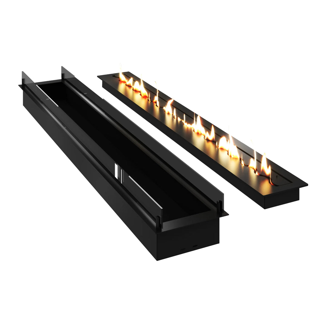 Bioethanol Einbau Brenner Ethanol Einbau Einsatz Kassette SOLO 180cm mit Glas von Wild Flame